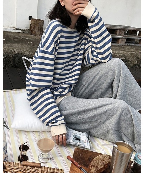 Ritzy（リッツィー）の「ボーダークルーネックロンT（Tシャツ/カットソー・レディース・ブラック/ブルー・M/L）」の13枚目の写真