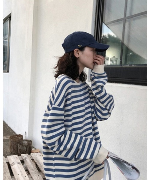 Ritzy（リッツィー）の「ボーダークルーネックロンT（Tシャツ/カットソー・レディース・ブラック/ブルー・M/L）」の9枚目の写真