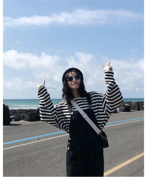 Ritzy（リッツィー）の「ボーダークルーネックロンT（Tシャツ/カットソー・レディース・ブラック/ブルー・M/L）」の4枚目の写真