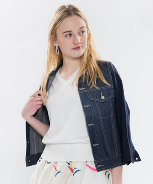 mystic（ミスティック）の「Gジャン（デニムジャケット・レディース・ネイビー/ブルー/ホワイト・ﾌﾘ-）」の2枚目の写真