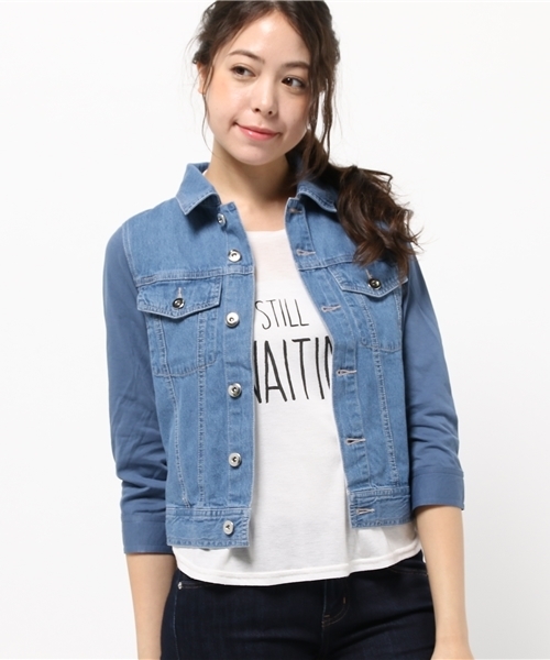 mystic（ミスティック）の「Gジャン（デニムジャケット・レディース・ネイビー/ブルー/ホワイト・ﾌﾘ-）」の3枚目の写真