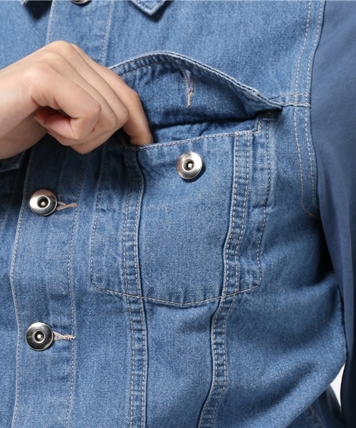 mystic（ミスティック）の「Gジャン（デニムジャケット・レディース・ネイビー/ブルー/ホワイト・ﾌﾘ-）」の10枚目の写真