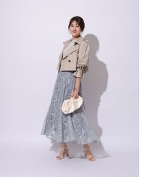 新品★Rirandture★袖リボンオフショルレースドッキングワンピース 新品未使用【Rirandture 袖リボンオフショルレースドッキング