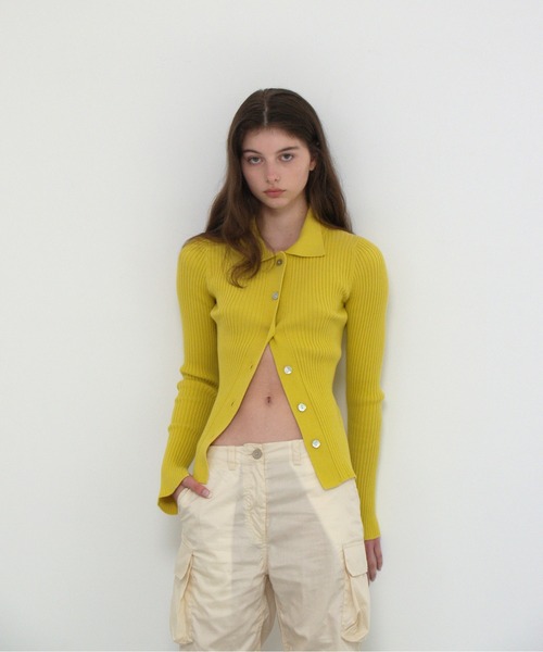 ALLEGE（アレッジ）の「ALLEGE Wide Rib Cardigan（カーディガン/ボレロ・レディース・ブラック/イエロー・1）」の2枚目の写真