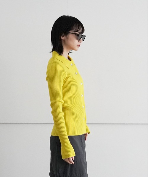 ALLEGE（アレッジ）の「ALLEGE Wide Rib Cardigan（カーディガン/ボレロ・レディース・ブラック/イエロー・1）」の6枚目の写真