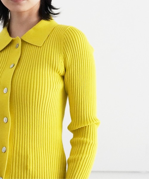 ALLEGE（アレッジ）の「ALLEGE Wide Rib Cardigan（カーディガン/ボレロ・レディース・ブラック/イエロー・1）」の3枚目の写真