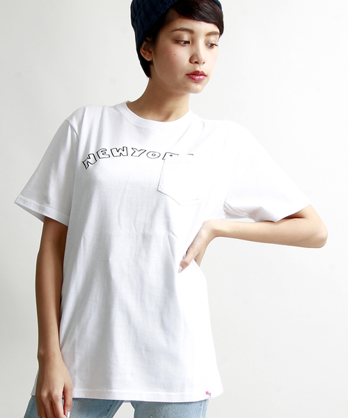 Mark Gonzales（マーク・ゴンザレス）の「∴WEGO/ MARK GONZALES（マークゴンザレス）ポケットTシャツ（Tシャツ/カットソー・メンズ・ホワイト/ブラック・MEDIUM/LARGE）」の3枚目の写真