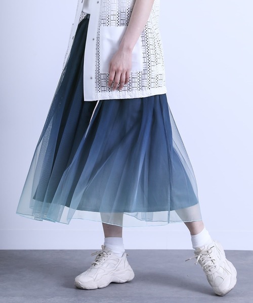 n'OrLABEL（ノアールレーベル）の「『グラデーションチュールスカート』（スカート・レディース・パープル/ネイビー/チャコール/ブラック・FREE）」の16枚目の写真