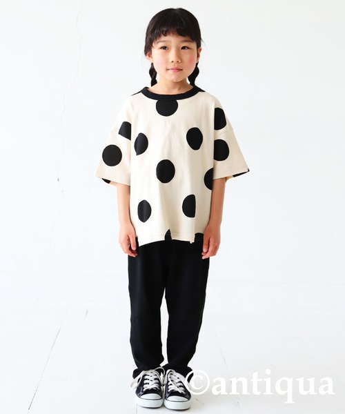 antiqua（アンティカ）の「ドット柄半袖ルームウェア（Tシャツ/カットソー・キッズ・ブルー/ブラック・150/140/160/120/130/110）」の4枚目の写真
