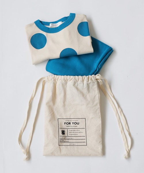 antiqua（アンティカ）の「ドット柄半袖ルームウェア（Tシャツ/カットソー・キッズ・ブルー/ブラック・150/140/160/120/130/110）」の6枚目の写真
