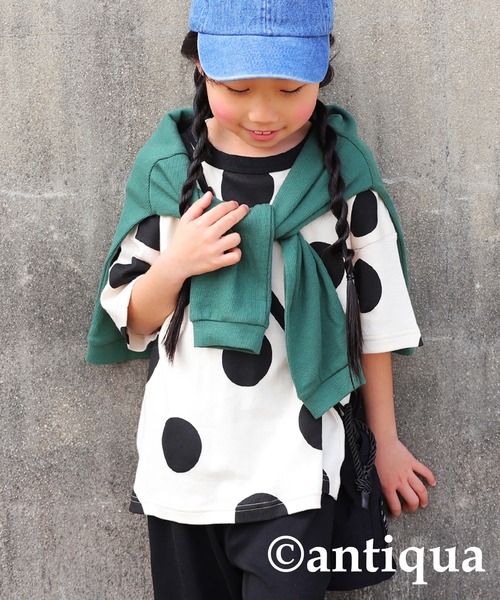 antiqua（アンティカ）の「ドット柄半袖ルームウェア（Tシャツ/カットソー・キッズ・ブルー/ブラック・150/140/160/120/130/110）」の22枚目の写真