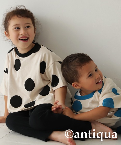antiqua（アンティカ）の「ドット柄半袖ルームウェア（Tシャツ/カットソー・キッズ・ブルー/ブラック・150/140/160/120/130/110）」の18枚目の写真
