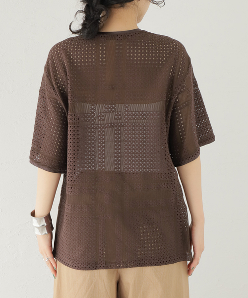 TELA（テラ）の「【TELA/テラ】メッシュ Tシャツプルオーバー（Tシャツ/カットソー・レディース・ブラウン・42）」の9枚目の写真