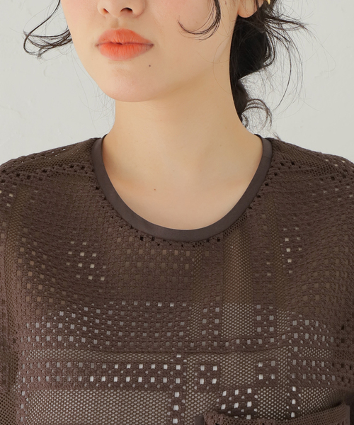 TELA（テラ）の「【TELA/テラ】メッシュ Tシャツプルオーバー（Tシャツ/カットソー・レディース・ブラウン・42）」の11枚目の写真