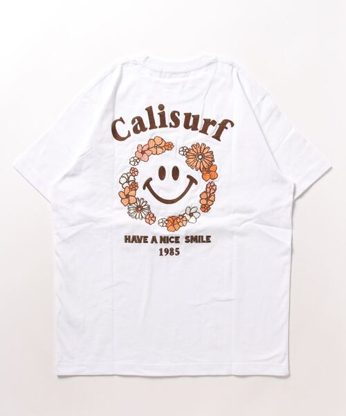 CALI SURF（カリサーフ）の「【Cali Surf】 HAVE A NICE SMILE 空紡糸天竺 刺繍TEE（Tシャツ/カットソー・メンズ・ホワイト/ネイビー・2/3）」の2枚目の写真