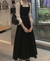 AMAJI（アマジ）の「フレンチサテンサスペンダードレス