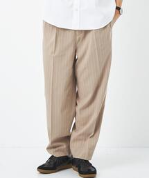 green label relaxing | 麻/ポリエステル/レーヨン/ポリウレタン ストライプ ワイド テーパード パンツ(その他パンツ)