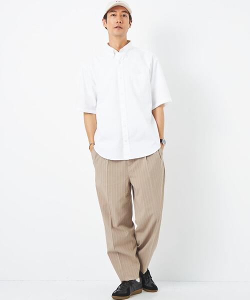 green label relaxing(グリーンレーベルリラクシング)の「麻/ポリエステル/レーヨン/ポリウレタン ストライプ ワイド テーパード パンツ(その他パンツ・メンズ・ネイビー/ベージュ・M/S/L/XL)」の8枚目の写真