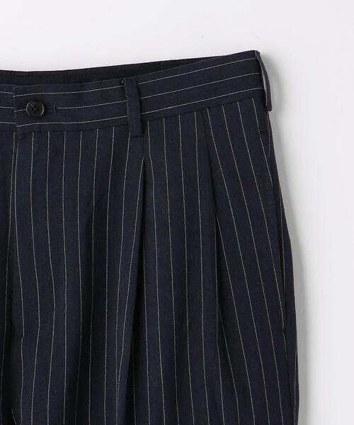 green label relaxing(グリーンレーベルリラクシング)の「麻/ポリエステル/レーヨン/ポリウレタン ストライプ ワイド テーパード パンツ(その他パンツ・メンズ・ネイビー/ベージュ・M/S/L/XL)」の11枚目の写真