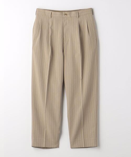 green label relaxing(グリーンレーベルリラクシング)の「麻/ポリエステル/レーヨン/ポリウレタン ストライプ ワイド テーパード パンツ(その他パンツ・メンズ・ネイビー/ベージュ・M/S/L/XL)」の16枚目の写真