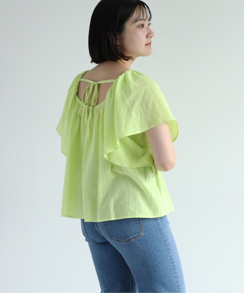 cepo(セポ)の「バックシャンフレアスリーブブラウス(シャツ/ブラウス・レディース・オフホワイト/レッド/ライム・M)」の19枚目の写真