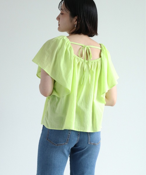 cepo(セポ)の「バックシャンフレアスリーブブラウス(シャツ/ブラウス・レディース・オフホワイト/レッド/ライム・M)」の16枚目の写真