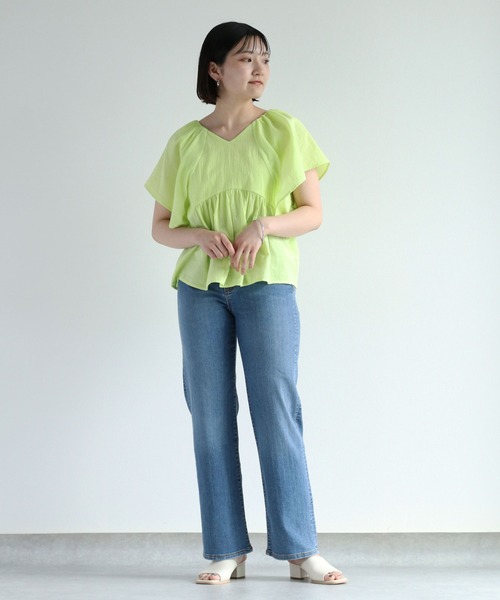 cepo(セポ)の「バックシャンフレアスリーブブラウス(シャツ/ブラウス・レディース・オフホワイト/レッド/ライム・M)」の21枚目の写真