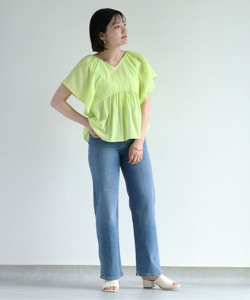 cepo(セポ)の「バックシャンフレアスリーブブラウス(シャツ/ブラウス・レディース・オフホワイト/レッド/ライム・M)」の22枚目の写真