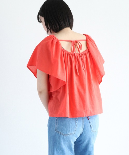 cepo(セポ)の「バックシャンフレアスリーブブラウス(シャツ/ブラウス・レディース・オフホワイト/レッド/ライム・M)」の9枚目の写真