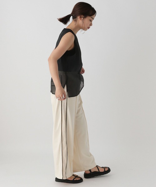 saloon(サルーン)の「SALOON(サルーン)/サイドライン裏毛パンツ(スウェットパンツ・レディース・ブラック/オフホワイト/カーキ・FREE)」の9枚目の写真