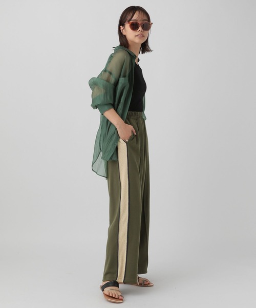 saloon(サルーン)の「SALOON(サルーン)/サイドライン裏毛パンツ(スウェットパンツ・レディース・ブラック/オフホワイト/カーキ・FREE)」の15枚目の写真