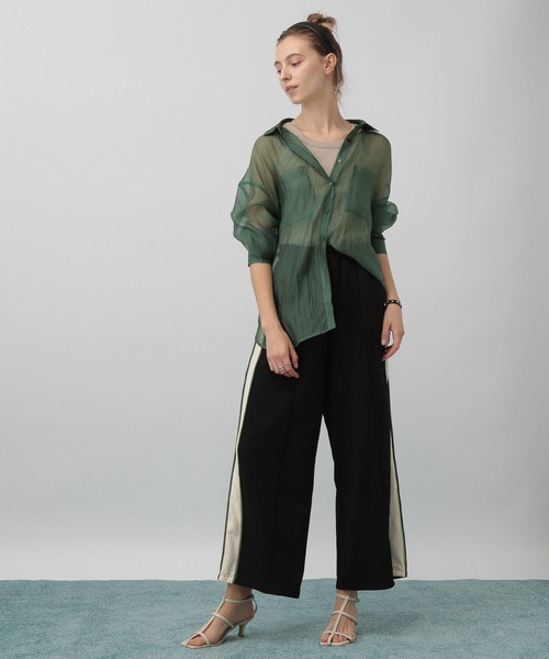 saloon(サルーン)の「SALOON(サルーン)/サイドライン裏毛パンツ(スウェットパンツ・レディース・ブラック/オフホワイト/カーキ・FREE)」の5枚目の写真