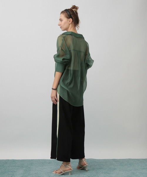 saloon(サルーン)の「SALOON(サルーン)/サイドライン裏毛パンツ(スウェットパンツ・レディース・ブラック/オフホワイト/カーキ・FREE)」の6枚目の写真