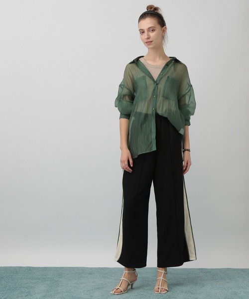 saloon(サルーン)の「SALOON(サルーン)/サイドライン裏毛パンツ(スウェットパンツ・レディース・ブラック/オフホワイト/カーキ・FREE)」の7枚目の写真