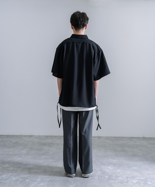 オーバーサイズ 日本製 ポリエステルトロ ドローストラップデザイン