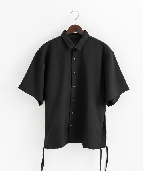 Rocky Monroe(ロッキーモンロー)の「オーバーサイズ 日本製 ポリエステルトロ ドローストラップデザイン 半袖シャツ(シャツ/ブラウス・メンズ・ブラック/ホワイト・L/M)」の13枚目の写真