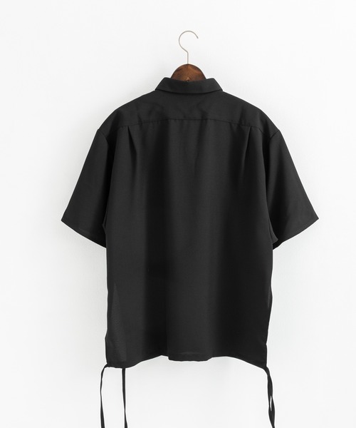 Rocky Monroe(ロッキーモンロー)の「オーバーサイズ 日本製 ポリエステルトロ ドローストラップデザイン 半袖シャツ(シャツ/ブラウス・メンズ・ブラック/ホワイト・L/M)」の14枚目の写真