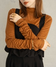 hinari | ギャザーハイネックシアートップス(Tシャツ/カットソー)