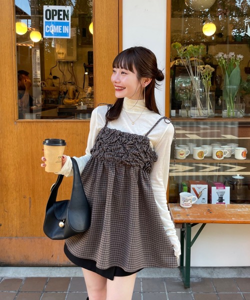 トップス Rina ギャザーハイネックシアートップス（Tシャツ/カットソー