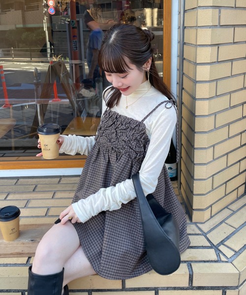 ギャザーハイネックシアートップス（Tシャツ/カットソー