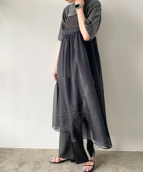 LOWRYS FARM(ローリーズファーム)の「オーガンジーキャミワンピース 966933(ワンピース・レディース・ブラック/グレー/アイボリー/その他19・FREE)」の7枚目の写真