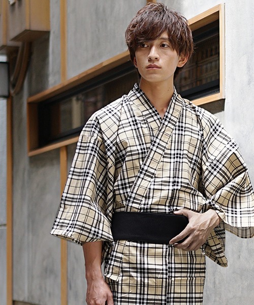 MinoriTY（マイノリティ）の「【MinoriTY】チェック柄デザイン浴衣 浴衣＋腰帯 夏祭りセット 花火セット【2点セット】メンズ（浴衣・メンズ・ブラック/チェック・M/XL/L）」の11枚目の写真