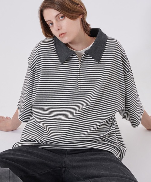 【a409】バーバリー ゴルフ 美品 ハーフジップ ポロシャツ M ボーダー a409】バーバリー ゴルフ 美品 ハーフジップ ポロシャツ M