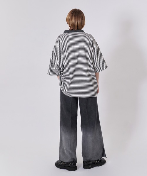 ONCILY（オンシェリー）の「BORDER HALF ZIP POLO SHIRT / ボーダーハーフジップポロシャツ（ポロシャツ・メンズ・ブルー/グレー/ネイビー・LARGE/MEDIUM）」の17枚目の写真