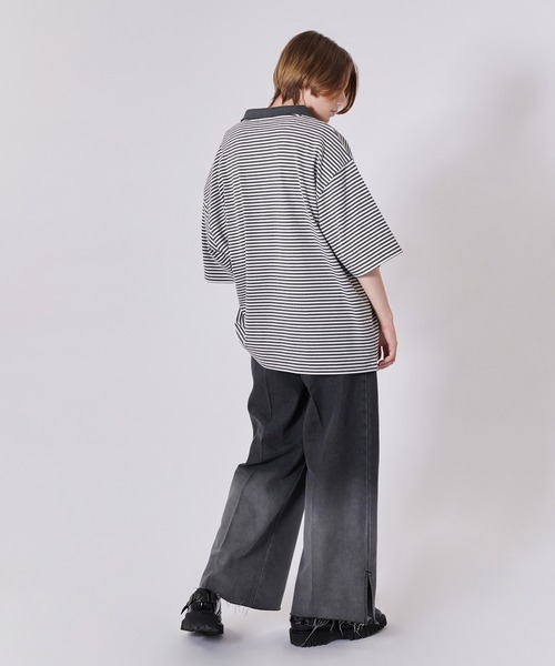 ONCILY（オンシェリー）の「BORDER HALF ZIP POLO SHIRT / ボーダーハーフジップポロシャツ（ポロシャツ・メンズ・ブルー/グレー/ネイビー・LARGE/MEDIUM）」の22枚目の写真