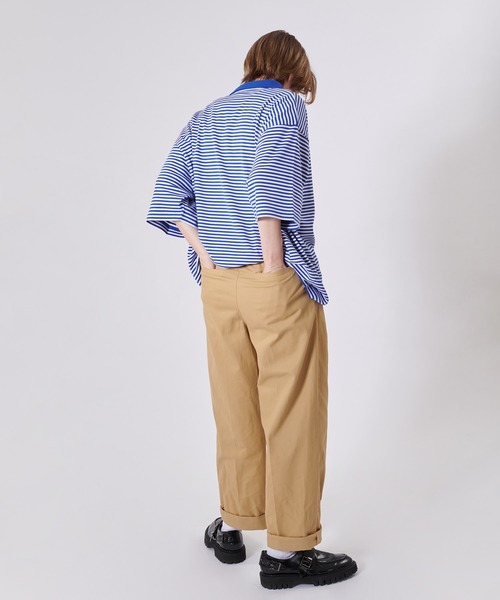 ONCILY（オンシェリー）の「BORDER HALF ZIP POLO SHIRT / ボーダーハーフジップポロシャツ（ポロシャツ・メンズ・ブルー/グレー/ネイビー・LARGE/MEDIUM）」の5枚目の写真