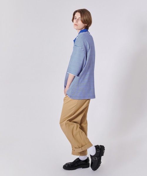 ONCILY（オンシェリー）の「BORDER HALF ZIP POLO SHIRT / ボーダーハーフジップポロシャツ（ポロシャツ・メンズ・ブルー/グレー/ネイビー・LARGE/MEDIUM）」の21枚目の写真