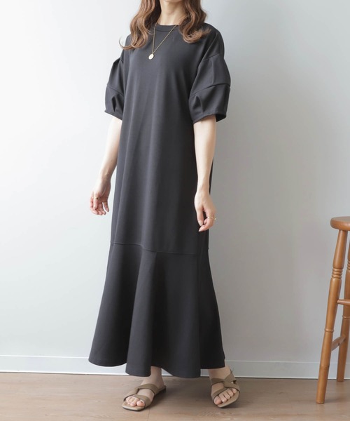 mil（ミル）の「【150㎝前後の小柄さんサイズ】ランタンスリーブワンピース（ワンピース・レディース・ブラック/ピンクベージュ・XXS/XS/S）」の3枚目の写真