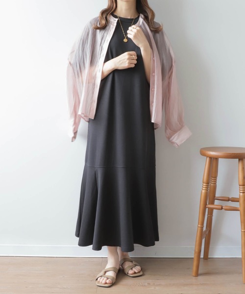 mil（ミル）の「【150㎝前後の小柄さんサイズ】ランタンスリーブワンピース（ワンピース・レディース・ブラック/ピンクベージュ・XXS/XS/S）」の6枚目の写真
