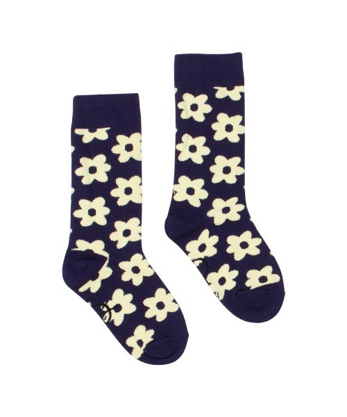 Wynken(ウィンケン)の「Wynken / フラワーソックス(ソックス/靴下・キッズ・ネイビー/オレンジ・6Y/4Y/2)」の2枚目の写真